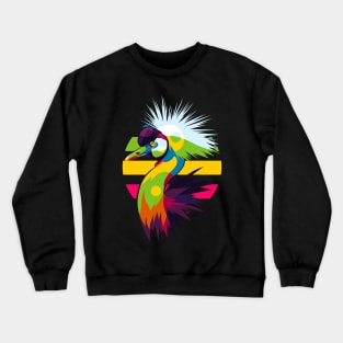 Grey Crowned Crane Bird Crewneck Sweatshirt